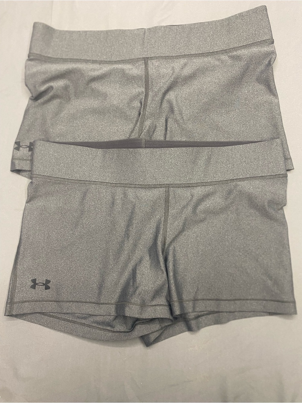 2 Under Armour Women's Silver-Gray Compression Bike Shorts